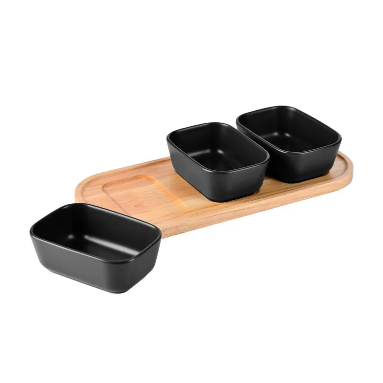 BERGNER Servierschale CHARCOAL schwarz Holz B/H/L: ca. 16x7,5x35 cm