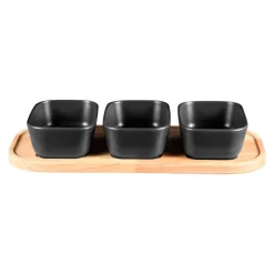BERGNER Servierschale CHARCOAL schwarz Holz B/H/L: ca. 16x7,5x35 cm