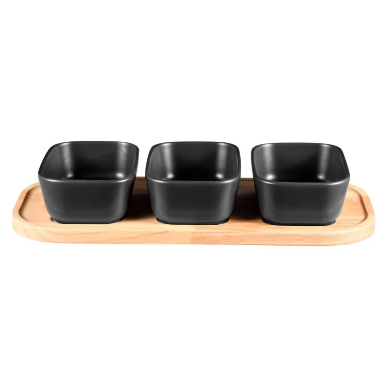 BERGNER Servierschale CHARCOAL schwarz Holz B/H/L: ca. 16x7,5x35 cm