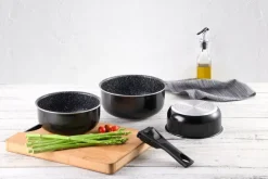 BERGNER Topfset Click & cook black schwarz Aluminium 4 tlg.