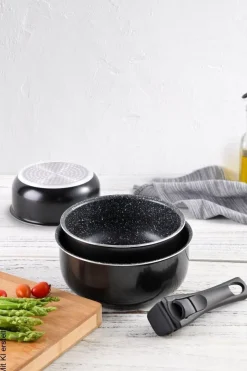 BERGNER Topfset Click & cook black schwarz Aluminium 4 tlg.