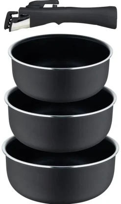 BERGNER Topfset CLICK & COOK schwarz Aluminium 4 tlg.