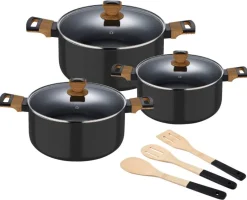 BERGNER Topfset EARTH BLACK schwarz Aluminium 6 tlg.