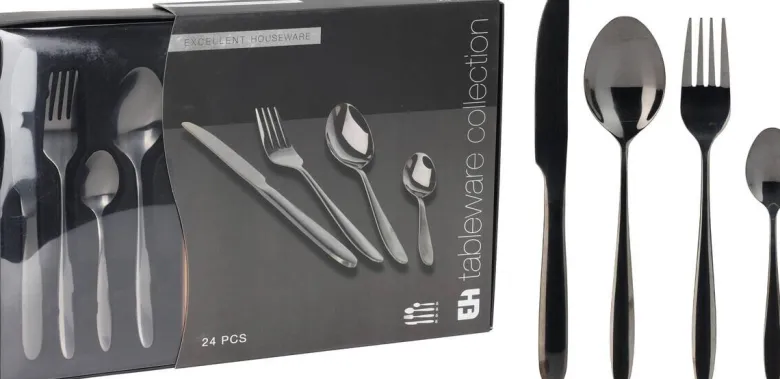 Besteckset schwarz Edelstahl 24 tlg.