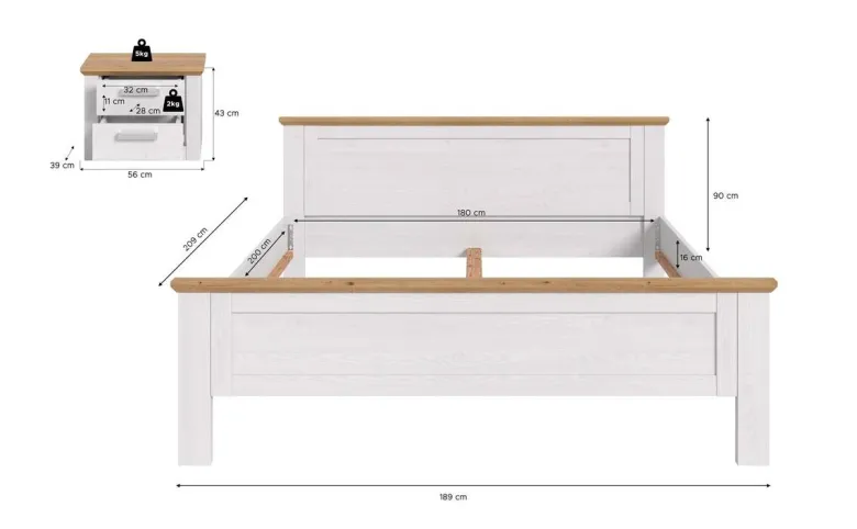 Bettanlage VERONA Sibiu Lärche Nachbildung Eiche Artisan Nachbildung