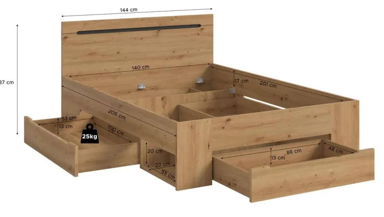 Bett CANU basaltgrau Artisan Nachbildung