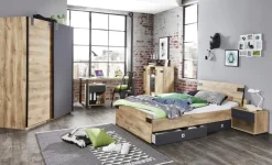 Bett Liverpool Eiche Plankeneiche Nachbildung Graphit B/T: ca. 120x200 cm