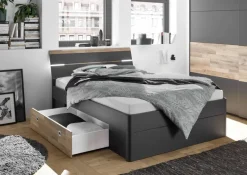 Bett Mars Graphit Montana Oak Nachbildung Liegefläche B/L: ca. 140x200 cm