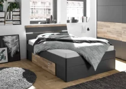 Bett Mars Graphit Montana Oak Nachbildung Liegefläche B/L: ca. 140x200 cm