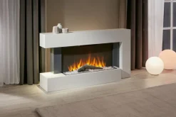 BHP Elektrischer-Kamin BG00678 weiß MDF Metall B/H/T: ca. 120x64x27 cm
