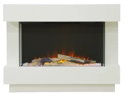 BHP Elektrischer-Kamin B992220 weiß Kunststoff Metall Glas B/H/T: ca. 100x78x27 cm