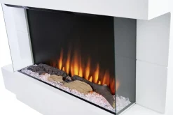 BHP Elektrischer-Kamin B992220 weiß Kunststoff Metall Glas B/H/T: ca. 100x78x27 cm