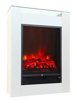 BHP Elektrischer-Kamin weiß Glas Metall B/H/L: ca. 24x78,3x58,4 cm ca. 1500 W