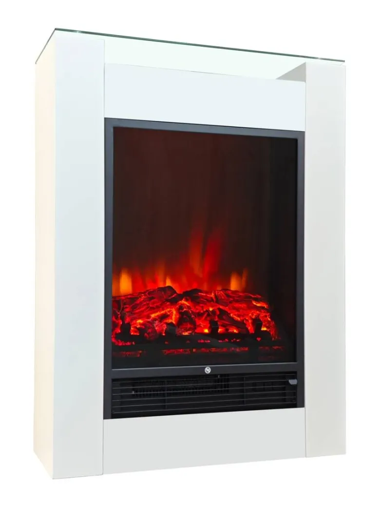 BHP Elektrischer-Kamin weiß Glas Metall B/H/L: ca. 24x78,3x58,4 cm ca. 1500 W