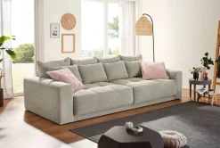 Big Sofa Greige Microfaser B/H/T: ca. 298x80x135 cm
