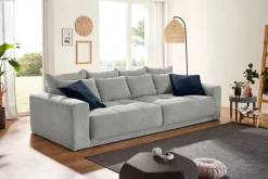 Big Sofa hellgrau Microfaser B/H/T: ca. 298x80x135 cm