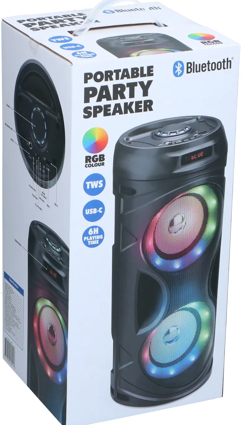 Bluetooth-Lautsprecher schwarz B/H/L: ca. 18,9x41,5x19 cm