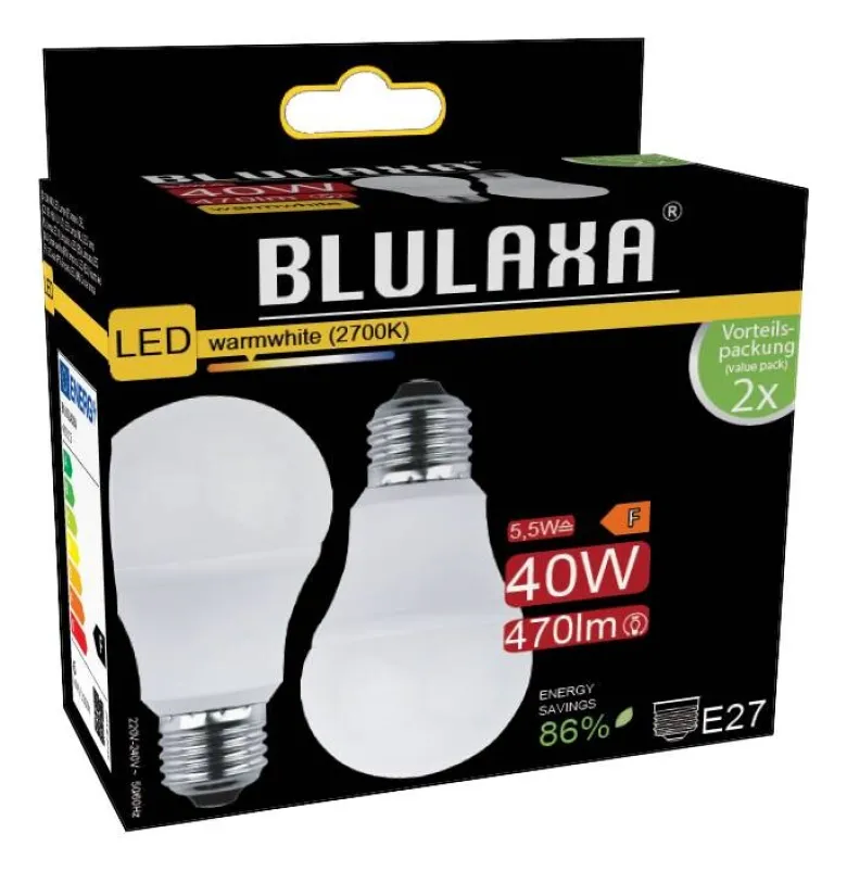 Blulaxa LED-Leuchtmittel 49215 2er Pack E27