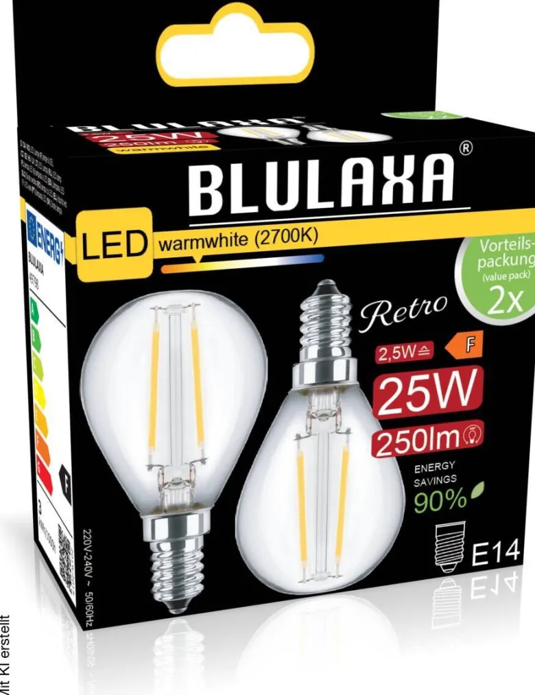 Blulaxa LED-Leuchtmittel Filamentlampe 49798 2er Pack E14