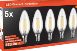 Blulaxa LED-Leuchtmittel Kerzenlampe Filamentlampe 49247 5er Pack E14