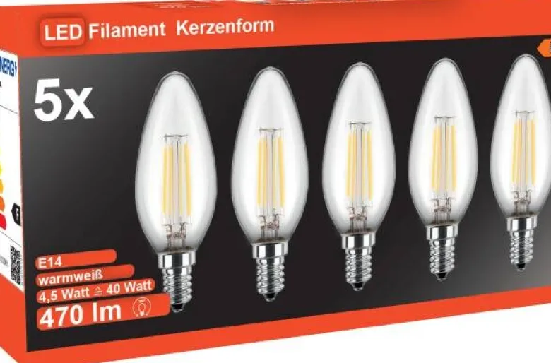 Blulaxa LED-Leuchtmittel Kerzenlampe Filamentlampe 49247 5er Pack E14