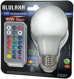 Blulaxa LED-Leuchtmittel RGB + CW dimmbar mit Fernbedienung 50985 E27