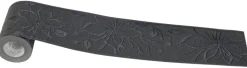 Borte Blumen anthrazit silber B/L: ca. 13x500 cm
