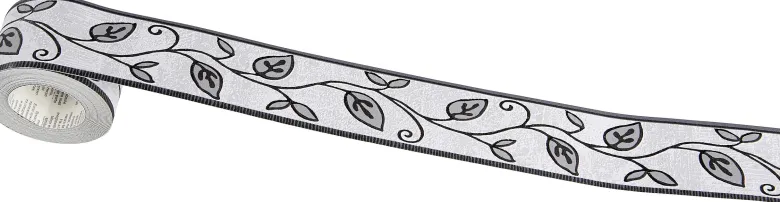 Borte Blumen grau weiß B/L: ca. 5,3x500 cm