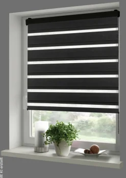 Boviva Doppelrollo mit Blende Black schwarz B/L: ca. 100x160 cm