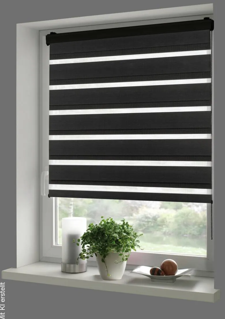 Boviva Doppelrollo mit Blende Black schwarz B/L: ca. 100x160 cm