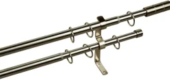 Boviva Stilgarnituren Zylinder Edelstahloptik Metall D: ca. 1,9 cm ausziehbar von ca. 190 bis 340 cm 2.0 Läufe