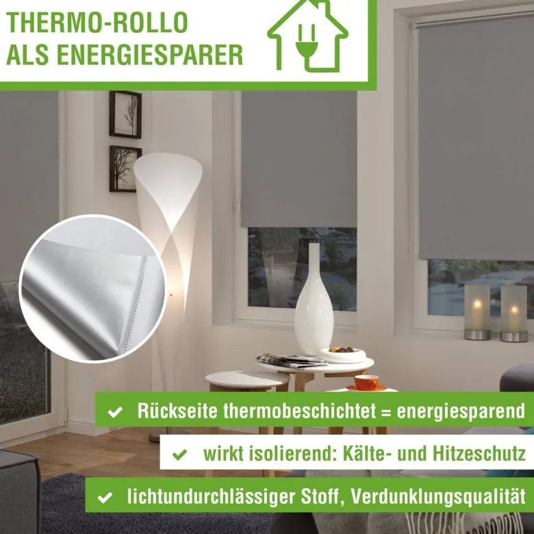 Boviva Thermo Klebe-/Klemmrollo Verdunklungsqualität grau B/L: ca. 90x210 cm