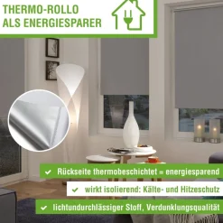 Boviva Thermo Klebe-/Klemmrollo Verdunklungsqualität silber B/L: ca. 120x150 cm