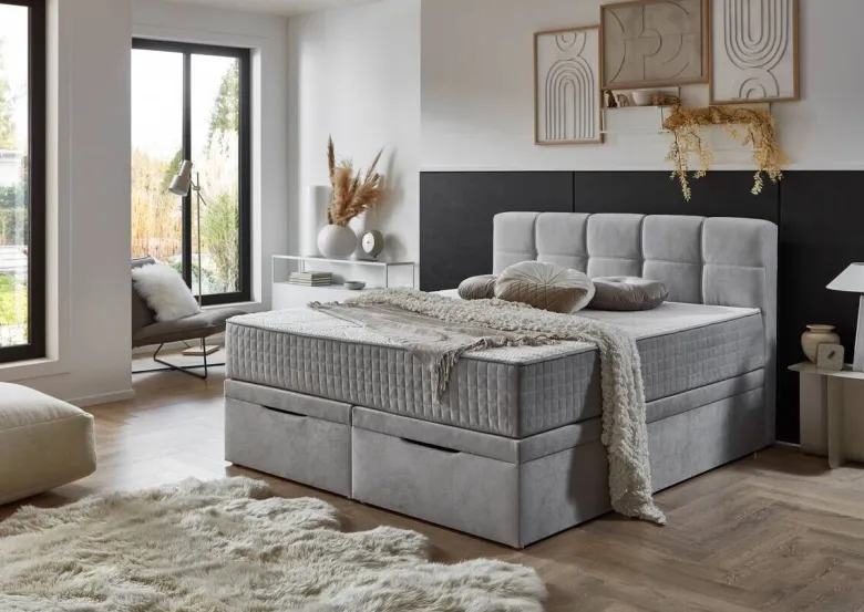 Boxbett Lugano silber Liegefläche B/L: ca. 180x200 cm