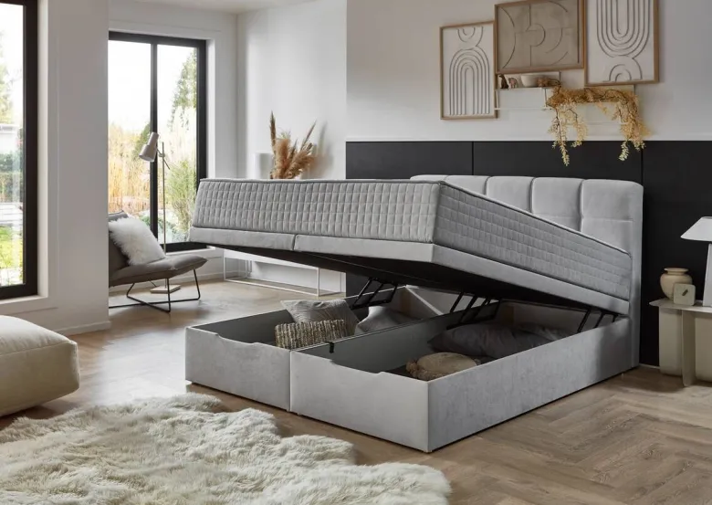 Boxbett Lugano silber Liegefläche B/L: ca. 180x200 cm