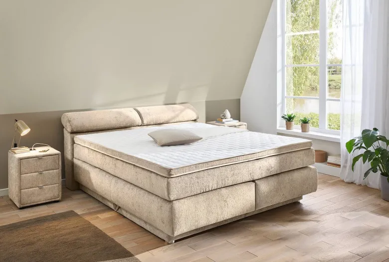 Boxspringbett beige Liegefläche B/L: ca. 180x200 cm