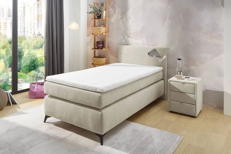 Boxspringbett beige Liegefläche B/L: ca. 100x200 cm