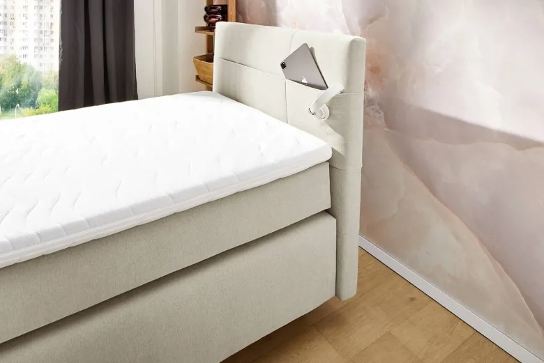 Boxspringbett beige Liegefläche B/L: ca. 100x200 cm