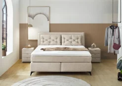 Boxspringbett beige Liegefläche B/L: ca. 180x200 cm