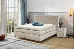 Boxspringbett beige Liegefläche B/L: ca. 180x200 cm