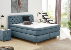 Boxspringbett blau Liegefläche B/L: ca. 180x200 cm