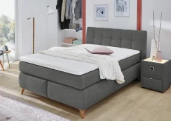 Boxspringbett dunkelgrau Feinstruktur Liegefläche B/L: ca. 140x200 cm