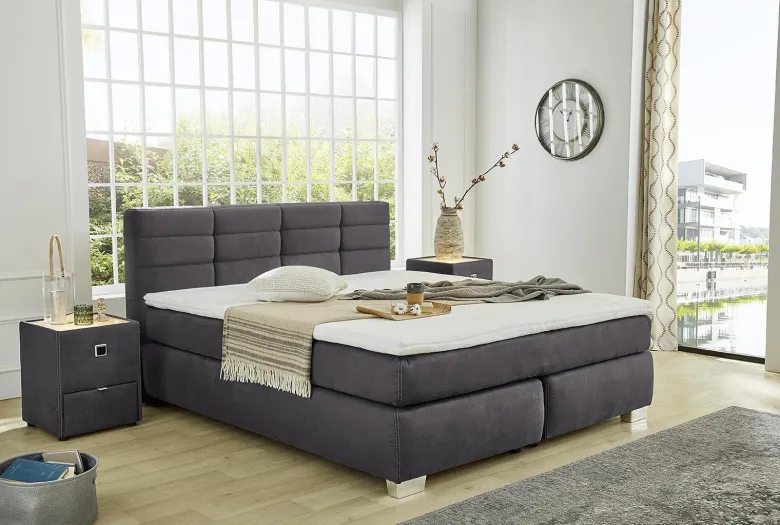 Boxspringbett dunkelgrau Liegefläche B/L: ca. 180x200 cm