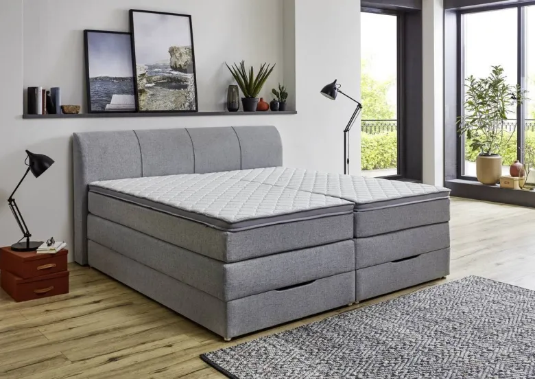 Boxspringbett Fire Silbergrau Liegefläche B/L: ca. 200x200 cm