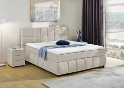 Boxspringbett grau beige Flachgewebe Liegefläche B/L: ca. 180x200 cm