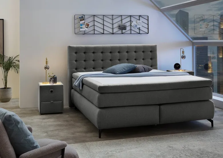 Boxspringbett graubraun Flachgewebe Liegefläche B/L: ca. 180x200 cm