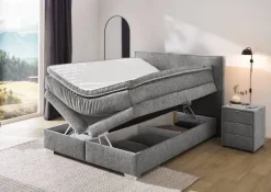 Boxspringbett grau dunkel Liegefläche B/L: ca. 140x200 cm