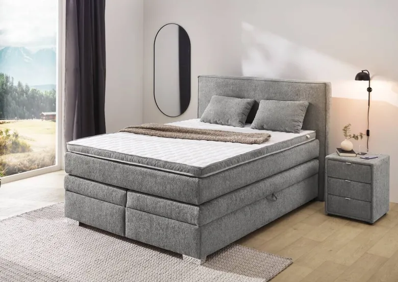 Boxspringbett grau dunkel Liegefläche B/L: ca. 140x200 cm