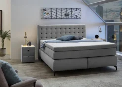 Boxspringbett grau Flachgewebe Liegefläche B/L: ca. 180x200 cm