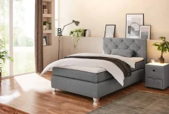 Boxspringbett grau Flachgewebe Liegefläche B/L: ca. 120x200 cm